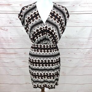 Rachel Pally Boho Tribal Aztec Surplice Wrap Stretch Jersey Dress